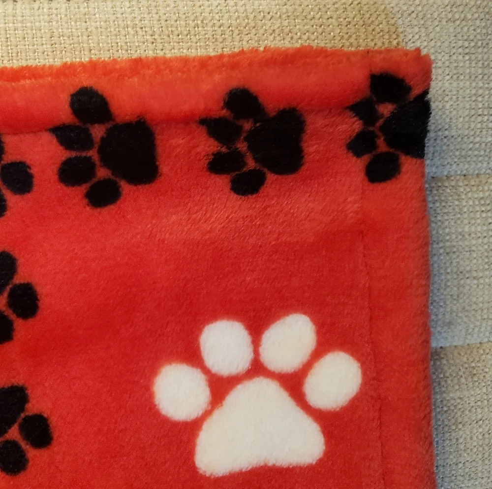 2 Cozy Red Paw Print Fleece Blanket- 24